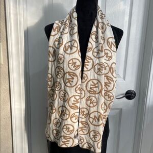 Michael Kors Brown and White Logo Scarf